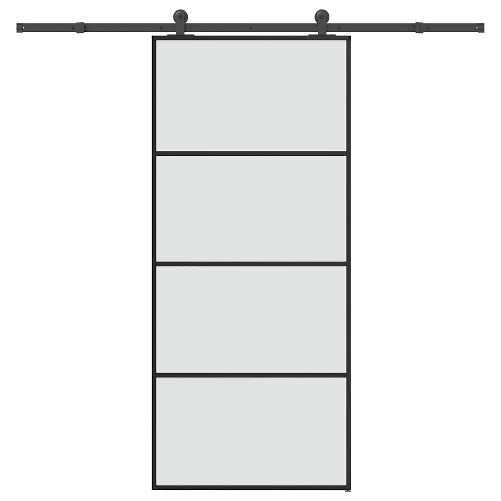 Ușă glisantă cu set feronerie, 90x205 cm, sticlă ESG/aluminiu