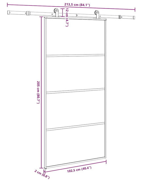 Încărcați imaginea în vizualizatorul Galerie, Ușă glisantă cu set feronerie 102,5x205 cm sticlă ESG/aluminiu
