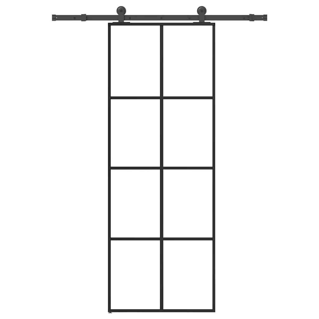 Ușă glisantă cu set feronerie, 76x205 cm, sticlă ESG/aluminiu