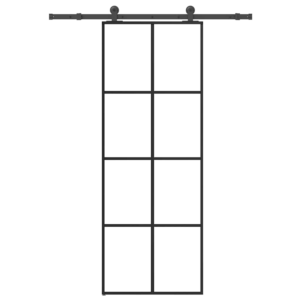 Ușă glisantă cu set feronerie, 76x205 cm, sticlă ESG/aluminiu