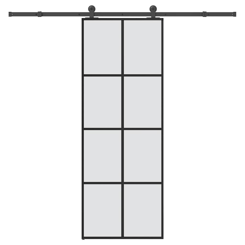 Ușă glisantă cu set feronerie, 76x205 cm, sticlă ESG/aluminiu