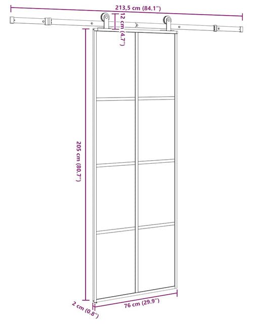 Загрузите изображение в средство просмотра галереи, Ușă glisantă cu set feronerie, 76x205 cm, sticlă ESG/aluminiu

