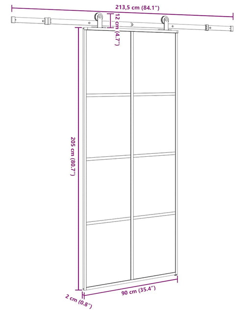 Загрузите изображение в средство просмотра галереи, Ușă glisantă cu set feronerie, 90x205 cm, sticlă ESG/aluminiu
