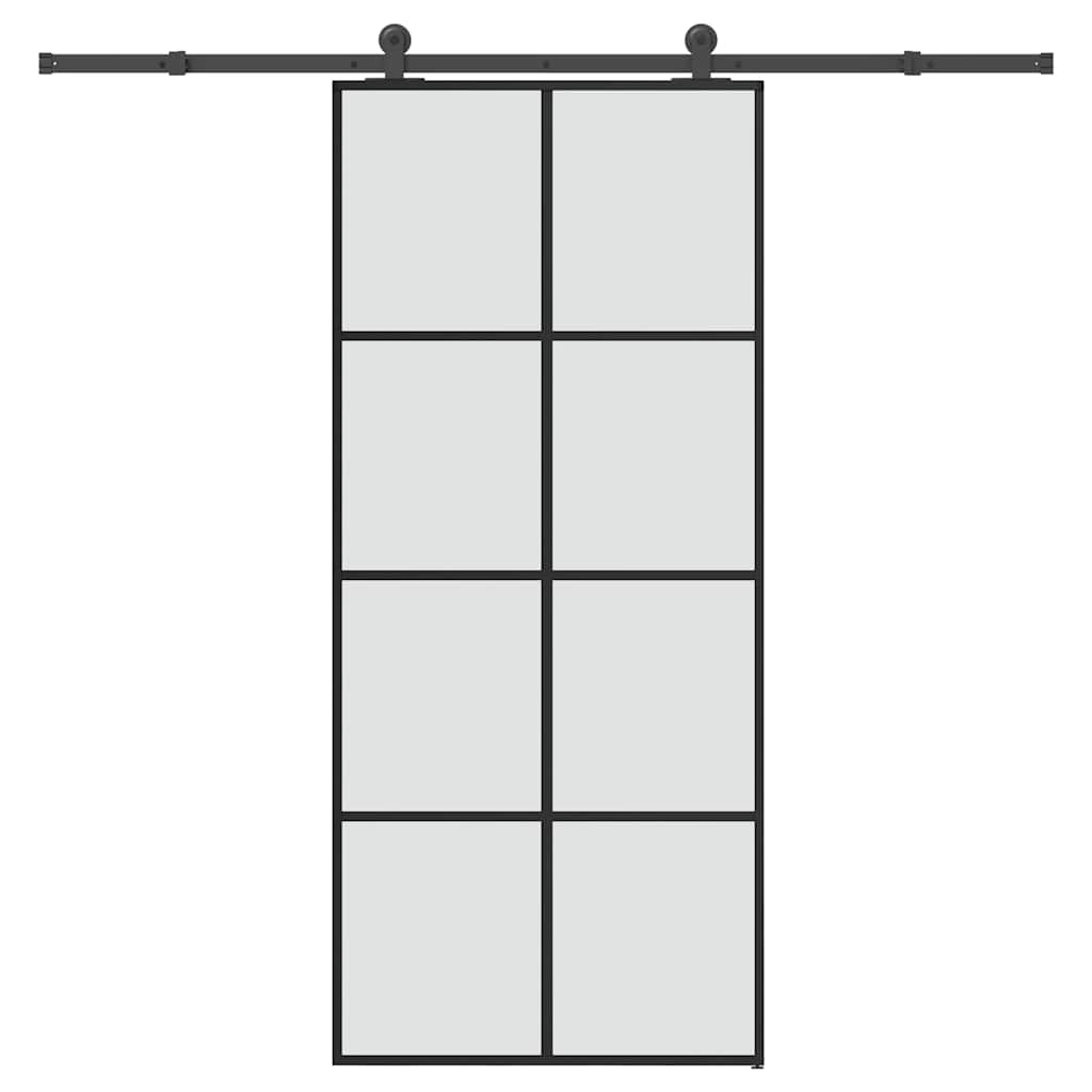 Ușă glisantă cu set feronerie, 90x205 cm, sticlă ESG/aluminiu