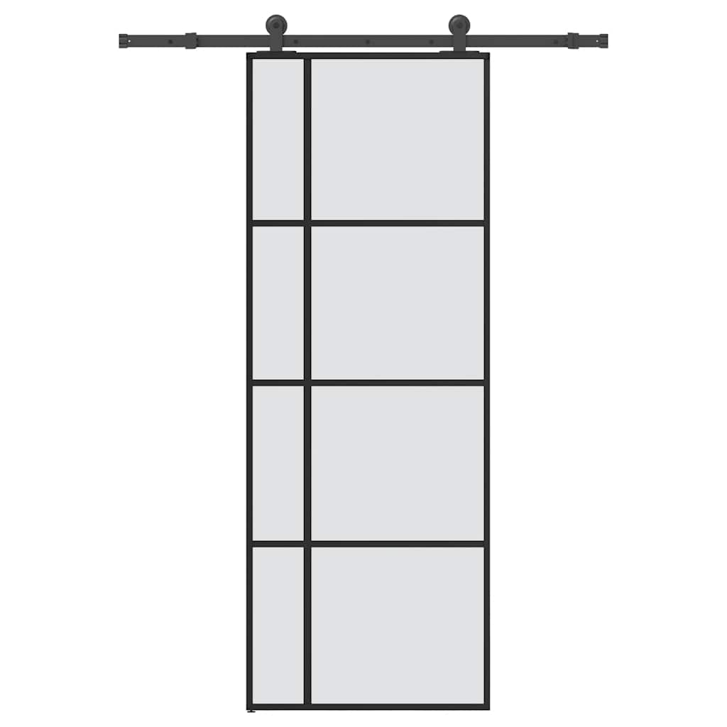 Ușă glisantă cu set feronerie, 76x205 cm, sticlă ESG/aluminiu