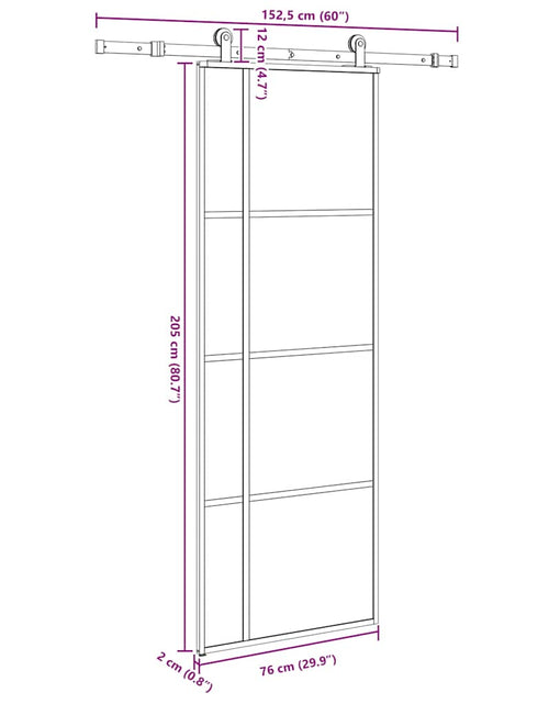 Încărcați imaginea în vizualizatorul Galerie, Ușă glisantă cu set feronerie, 76x205 cm, sticlă ESG/aluminiu
