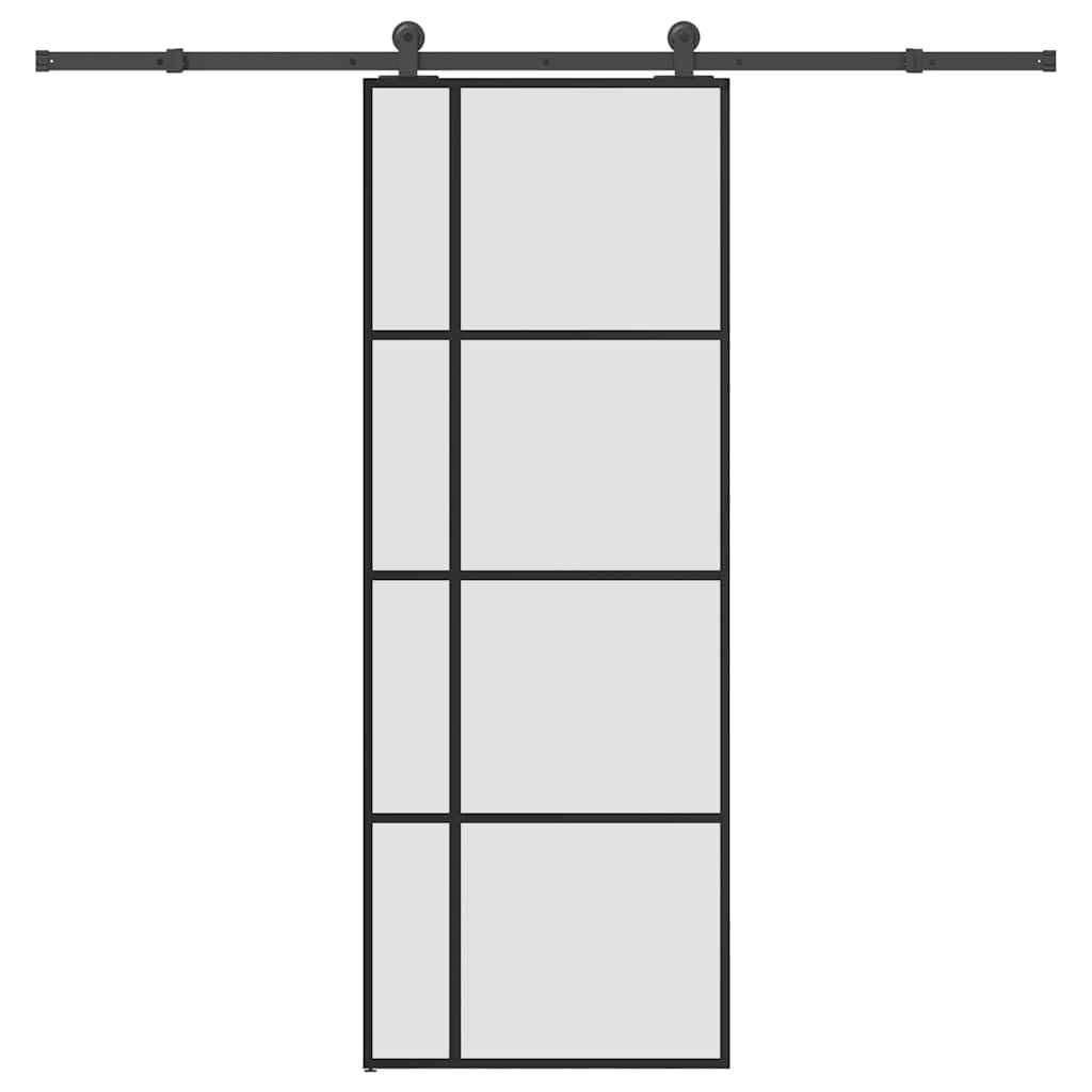 Ușă glisantă cu set feronerie, 76x205 cm, sticlă ESG/aluminiu