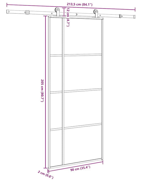 Încărcați imaginea în vizualizatorul Galerie, Ușă glisantă cu set feronerie, 90x205 cm, sticlă ESG/aluminiu
