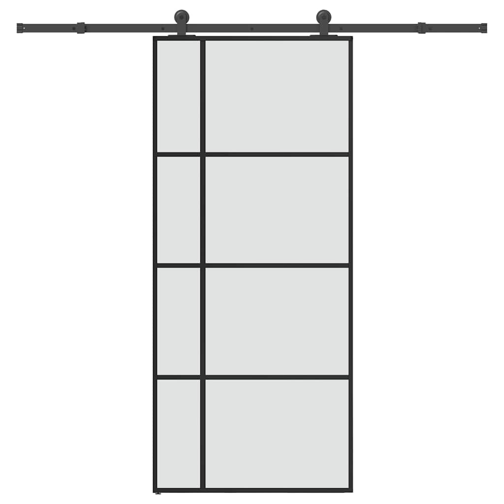 Ușă glisantă cu set feronerie, 90x205 cm, sticlă ESG/aluminiu