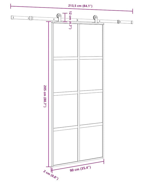 Încărcați imaginea în vizualizatorul Galerie, Ușă glisantă cu set de feronerie sticlă temperată și aluminiu
