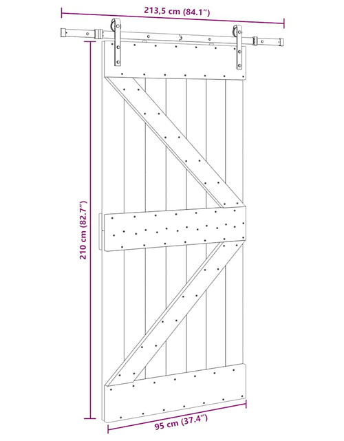 Загрузите изображение в средство просмотра галереи, Ușă glisantă cu set de feronerie 96x210 cm, lemn masiv de pin
