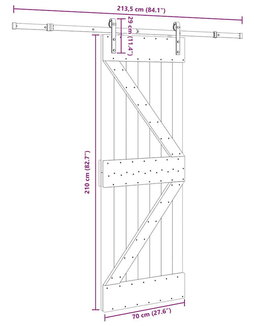 Încărcați imaginea în vizualizatorul Galerie, Ușă glisantă cu set de feronerie 70x210 cm, lemn masiv de pin
