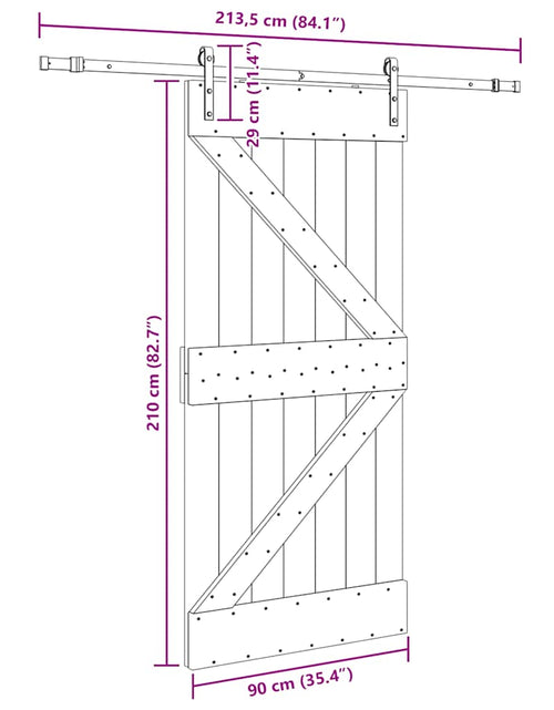 Загрузите изображение в средство просмотра галереи, Ușă glisantă cu set feronerie, 90x210 cm, lemn masiv de pin
