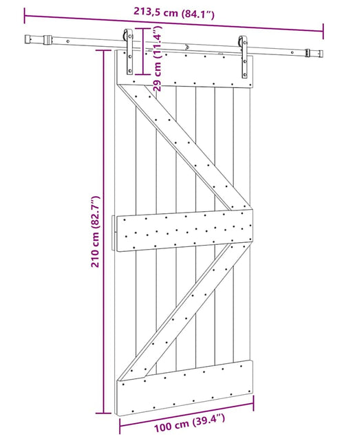 Încărcați imaginea în vizualizatorul Galerie, Ușă glisantă cu set feronerie, 100x210 cm, lemn masiv de pin
