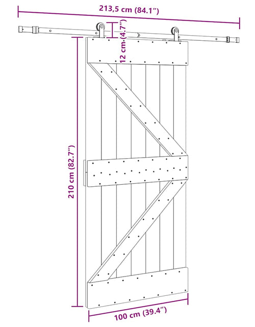 Încărcați imaginea în vizualizatorul Galerie, Ușă glisantă cu set feronerie, 100x210 cm, lemn masiv de pin
