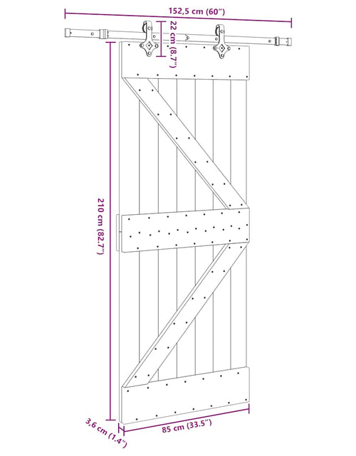 Încărcați imaginea în vizualizatorul Galerie, Ușă glisantă cu set de feronerie 85x210 cm, lemn masiv de pin
