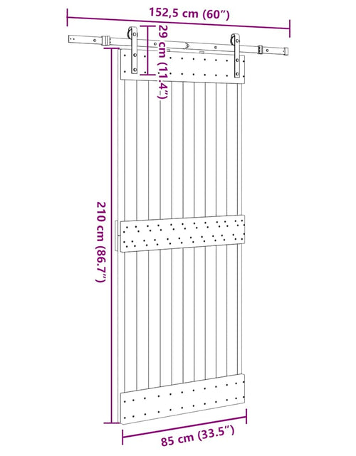 Încărcați imaginea în vizualizatorul Galerie, Ușă glisantă cu set de feronerie 85x210 cm, lemn masiv de pin
