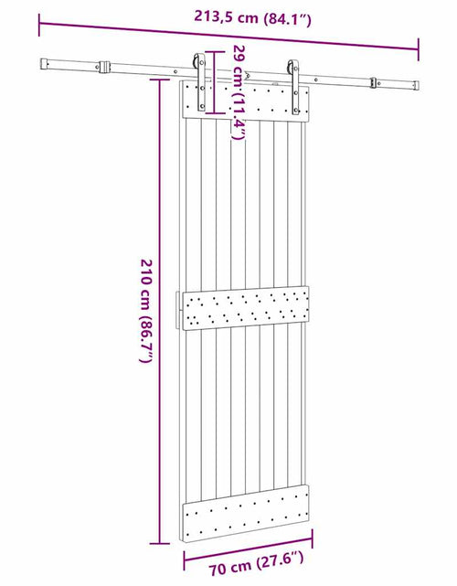 Încărcați imaginea în vizualizatorul Galerie, Ușă glisantă cu set de feronerie 70x210 cm, lemn masiv de pin
