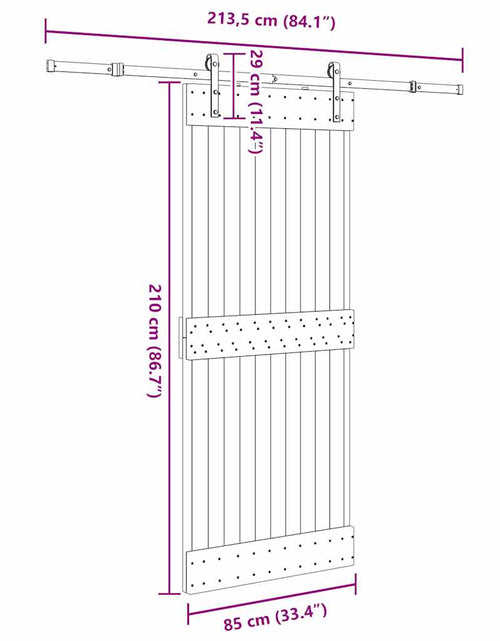 Încărcați imaginea în vizualizatorul Galerie, Ușă glisantă cu set de feronerie 85x210 cm, lemn masiv de pin
