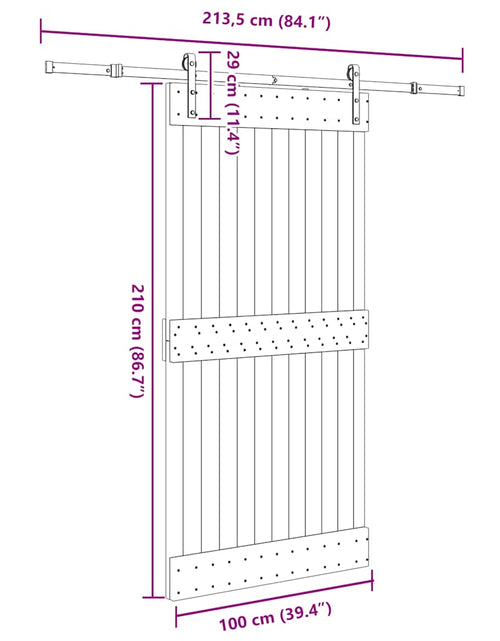 Încărcați imaginea în vizualizatorul Galerie, Ușă glisantă cu set feronerie, 100x210 cm, lemn masiv de pin
