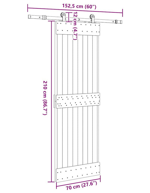 Încărcați imaginea în vizualizatorul Galerie, Ușă glisantă cu set de feronerie 70x210 cm, lemn masiv de pin
