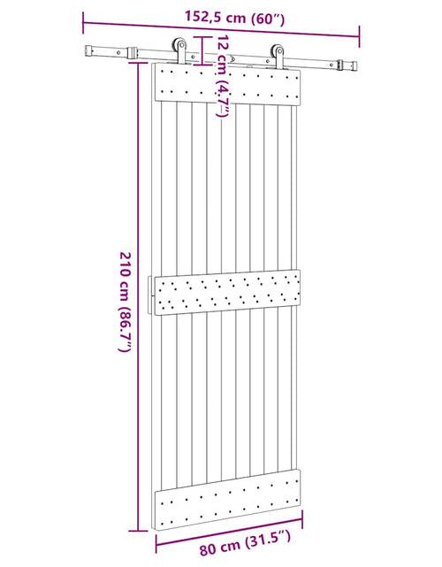 Загрузите изображение в средство просмотра галереи, Ușă glisantă cu set de feronerie 80x210 cm, lemn masiv de pin
