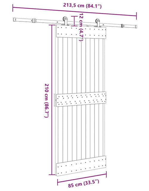 Încărcați imaginea în vizualizatorul Galerie, Ușă glisantă cu set de feronerie 85x210 cm, lemn masiv de pin
