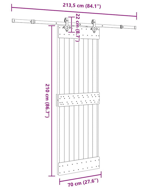 Загрузите изображение в средство просмотра галереи, Ușă glisantă cu set de feronerie 70x210 cm, lemn masiv de pin
