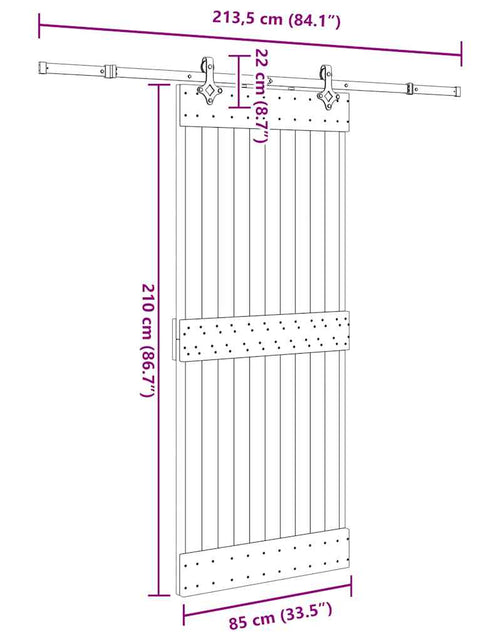 Încărcați imaginea în vizualizatorul Galerie, Ușă glisantă cu set de feronerie 85x210 cm, lemn masiv de pin
