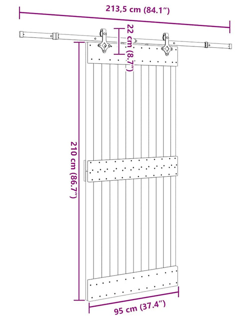 Încărcați imaginea în vizualizatorul Galerie, Ușă glisantă cu set de feronerie 95x210 cm, lemn masiv de pin
