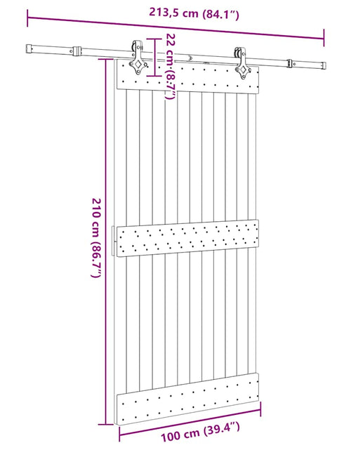 Încărcați imaginea în vizualizatorul Galerie, Ușă glisantă cu set feronerie, 100x210 cm, lemn masiv de pin
