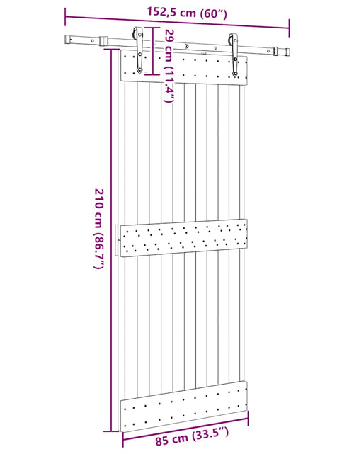 Încărcați imaginea în vizualizatorul Galerie, Ușă glisantă cu set de feronerie 85x210 cm, lemn masiv de pin
