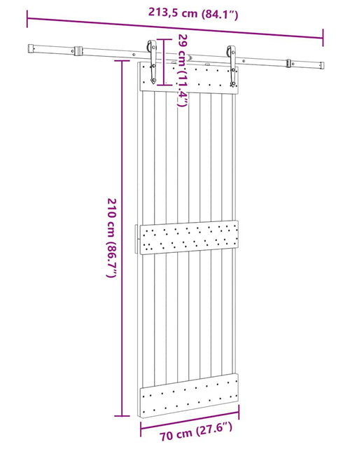 Încărcați imaginea în vizualizatorul Galerie, Ușă glisantă cu set de feronerie 70x210 cm, lemn masiv de pin
