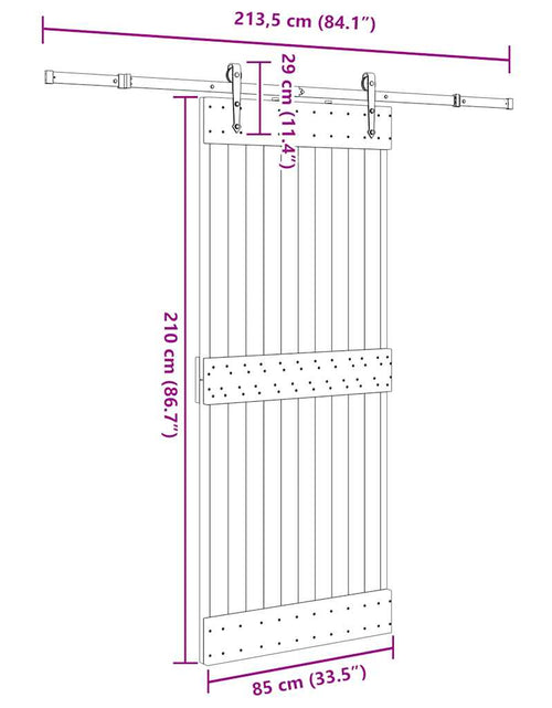 Încărcați imaginea în vizualizatorul Galerie, Ușă glisantă cu set de feronerie 85x210 cm, lemn masiv de pin
