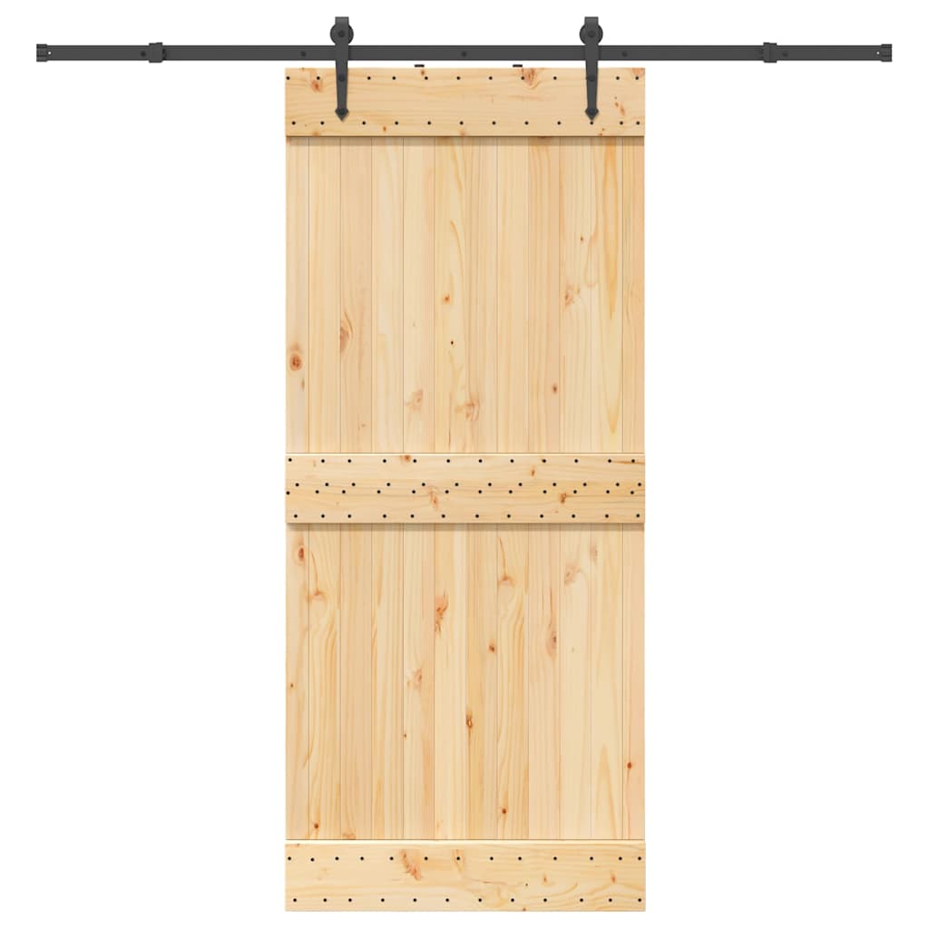 Ușă glisantă cu set feronerie, 90x210 cm, lemn masiv de pin