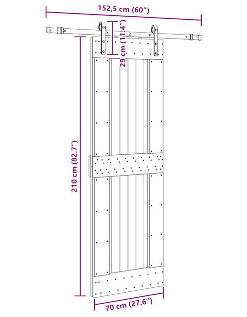 Загрузите изображение в средство просмотра галереи, Ușă glisantă cu set de feronerie 70x210 cm, lemn masiv de pin
