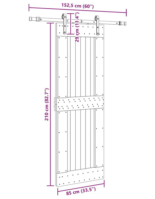 Încărcați imaginea în vizualizatorul Galerie, Ușă glisantă cu set de feronerie 85x210 cm, lemn masiv de pin
