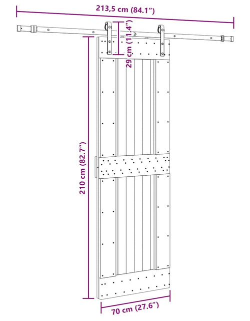 Încărcați imaginea în vizualizatorul Galerie, Ușă glisantă cu set de feronerie 70x210 cm, lemn masiv de pin
