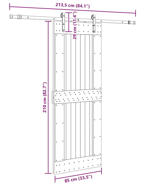 Încărcați imaginea în vizualizatorul Galerie, Ușă glisantă cu set de feronerie 85x210 cm, lemn masiv de pin
