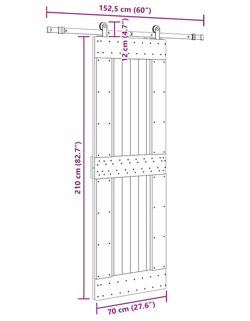 Загрузите изображение в средство просмотра галереи, Ușă glisantă cu set de feronerie 70x210 cm, lemn masiv de pin
