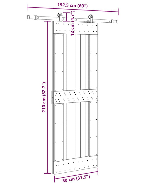 Încărcați imaginea în vizualizatorul Galerie, Ușă glisantă cu set de feronerie 80x210 cm, lemn masiv de pin
