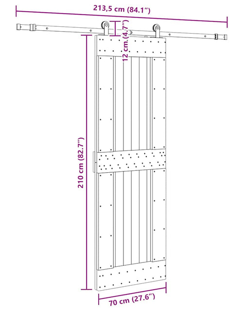 Încărcați imaginea în vizualizatorul Galerie, Ușă glisantă cu set de feronerie 70x210 cm, lemn masiv de pin
