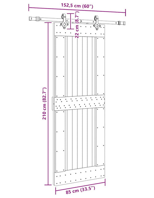 Încărcați imaginea în vizualizatorul Galerie, Ușă glisantă cu set de feronerie 85x210 cm, lemn masiv de pin
