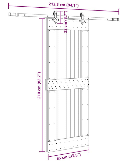 Загрузите изображение в средство просмотра галереи, Ușă glisantă cu set de feronerie 85x210 cm, lemn masiv de pin
