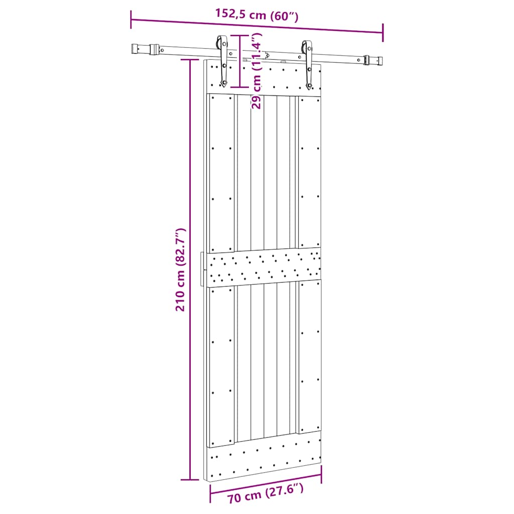 Ușă glisantă cu set de feronerie 70x210 cm, lemn masiv de pin