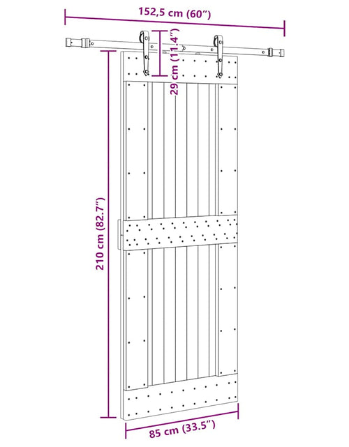 Încărcați imaginea în vizualizatorul Galerie, Ușă glisantă cu set de feronerie 85x210 cm, lemn masiv de pin
