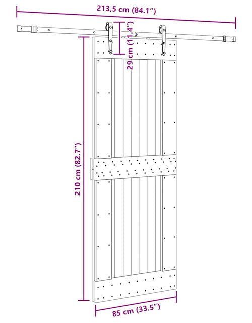 Încărcați imaginea în vizualizatorul Galerie, Ușă glisantă cu set de feronerie 85x210 cm, lemn masiv de pin
