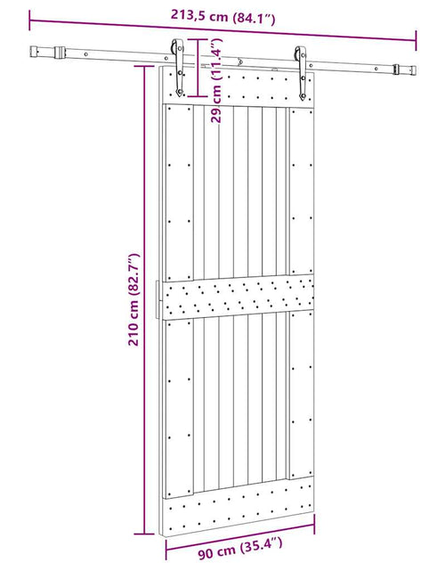 Încărcați imaginea în vizualizatorul Galerie, Ușă glisantă cu set feronerie, 90x210 cm, lemn masiv de pin
