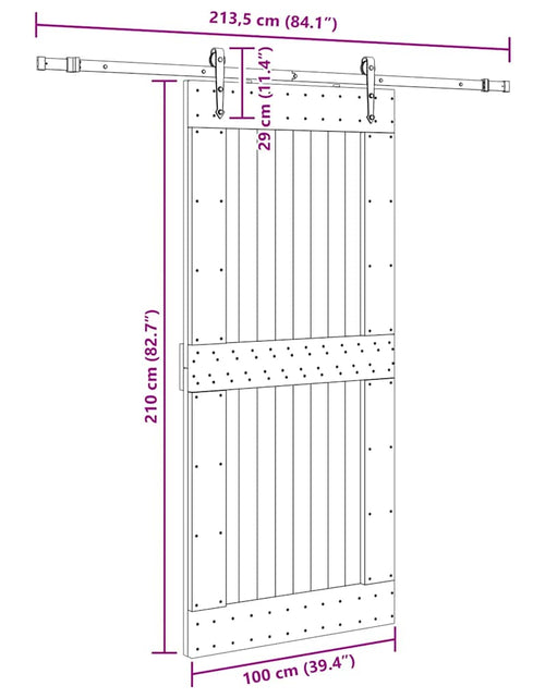 Încărcați imaginea în vizualizatorul Galerie, Ușă glisantă cu set feronerie, 100x210 cm, lemn masiv de pin
