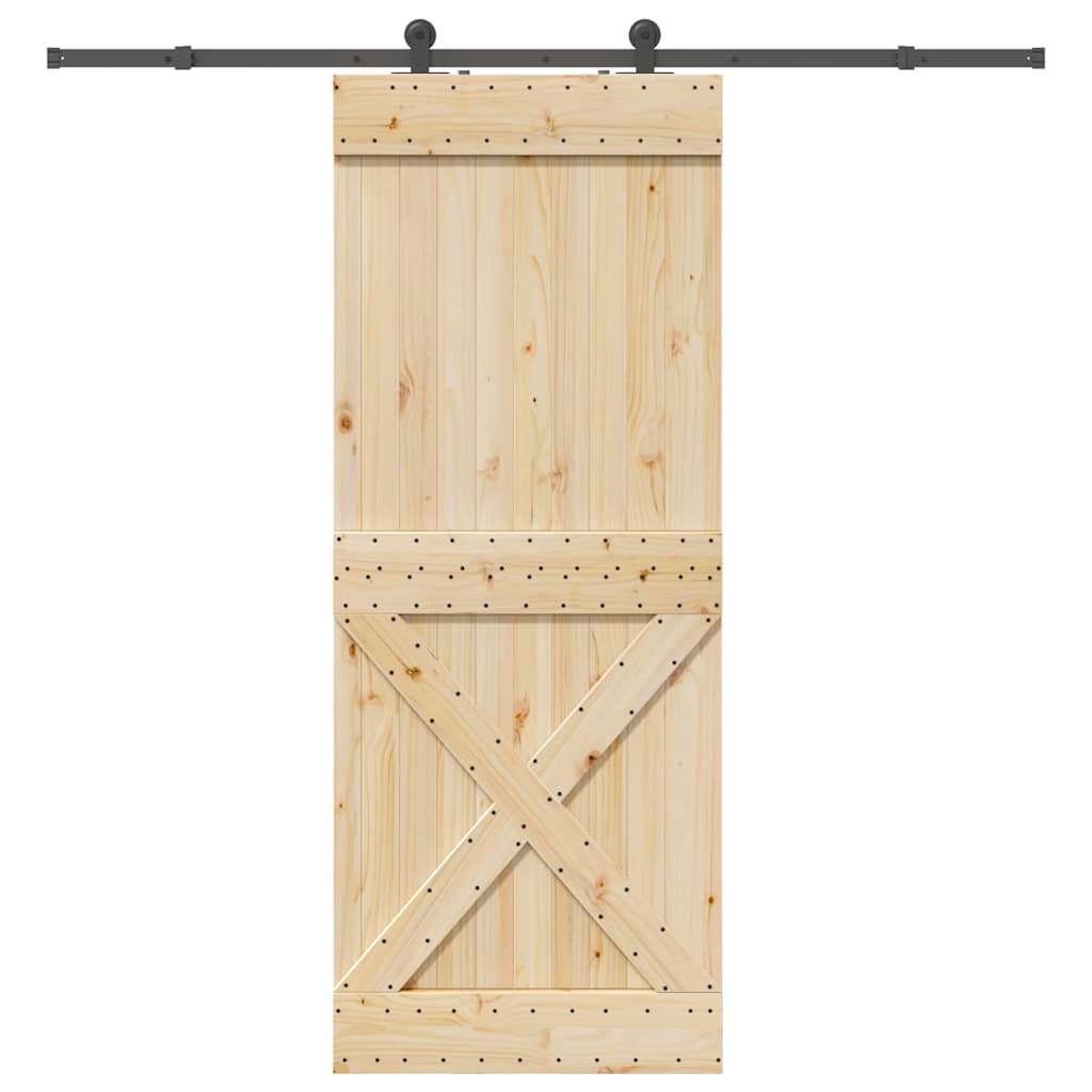 Ușă glisantă cu set feronerie, 90x210 cm, lemn masiv de pin